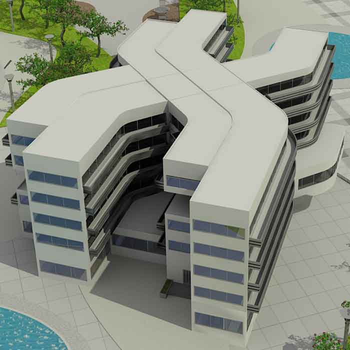 پروژه دانشجویی معماری هتل ضربدری