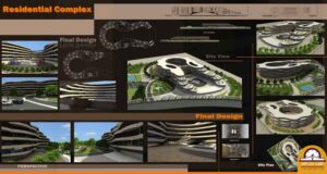 پروژه دانشجویی معماری مجتمع مسکونی منحنی 03